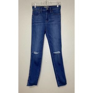 Madewell Jeans Womens 25 Blue 10" Roadtripper‎ Distressed Skinny Cotton Denim